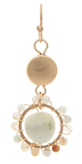 Gold Amazonite Bead Wrap Flower Earring