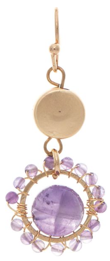 Gold Amethyst Bead Wrap Flower Earring