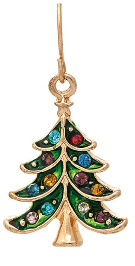 Gold Crystal Color Xmas Tree Earring