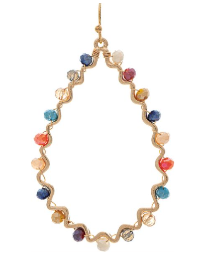Gold Dark Multicolor Twist Wire Wrapped Bead Earring