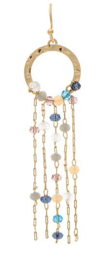 Gold Light Multicolor Dangle Bead Chain Earring
