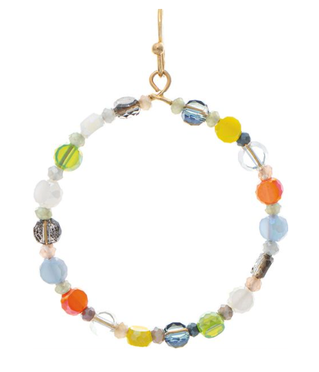 Gold Multicolor Glass Bead Metal Circle Earring