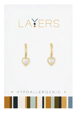 Gold SS Heart Huggie Layers Earrings Lay-Ear92-G