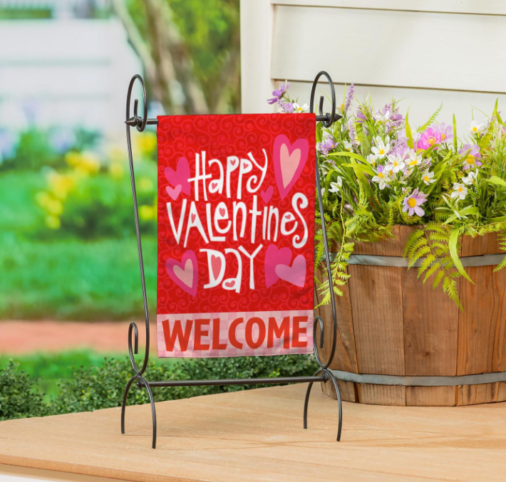 Happy Valentine's Day Welcome Burlap Flag