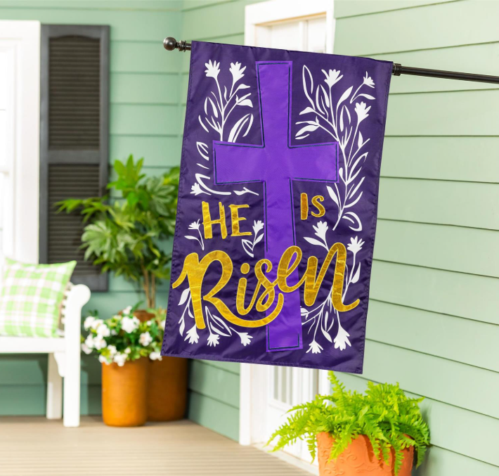 He Is Risen Applique Flag