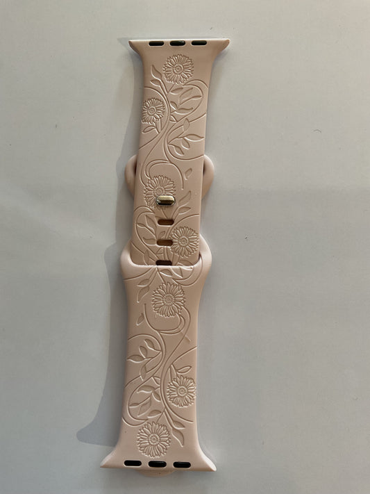 Light Pink Laser Floral Design Apple Watch Bands