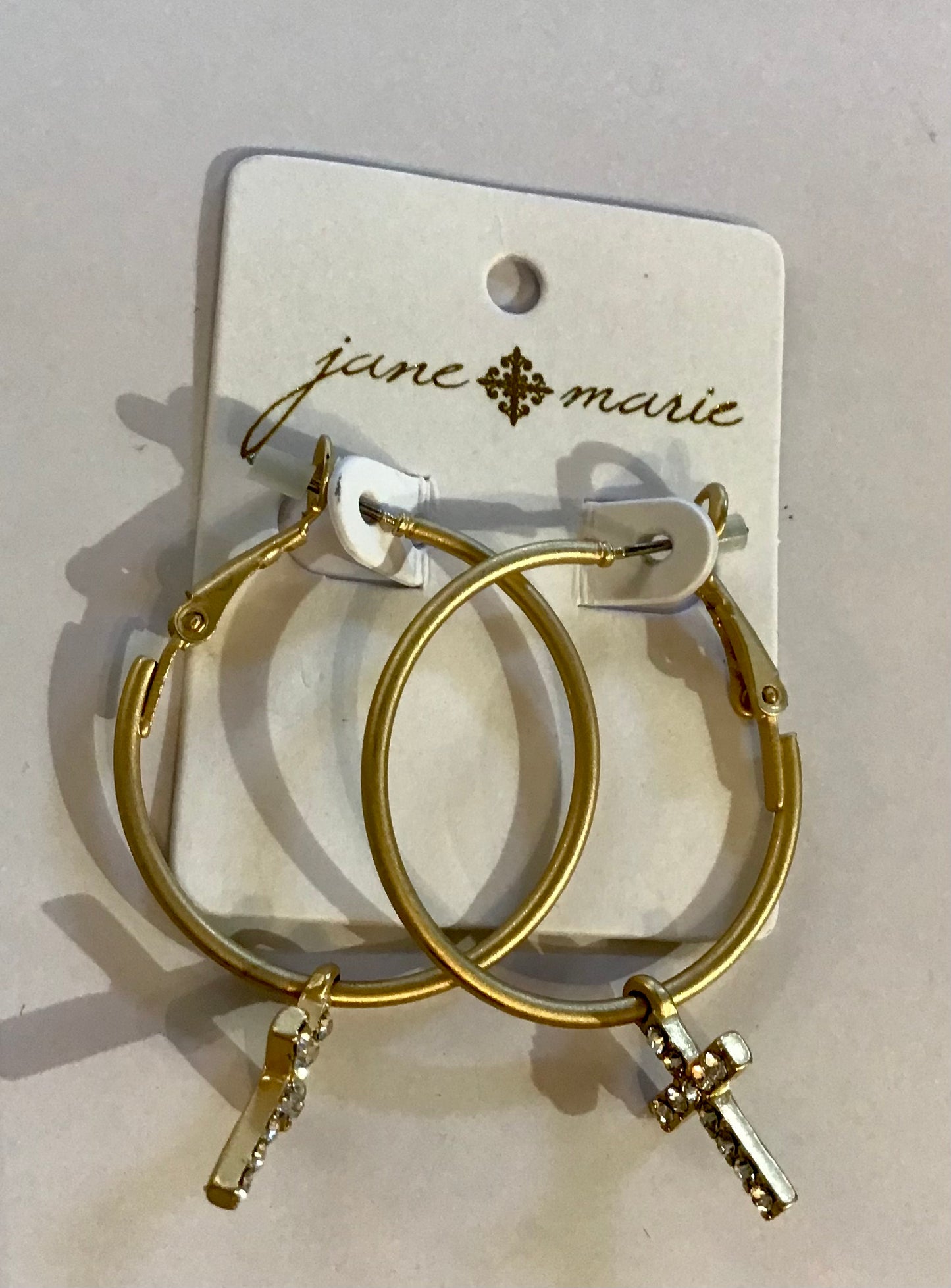 JM Hoop With Dangly Cross Earrings