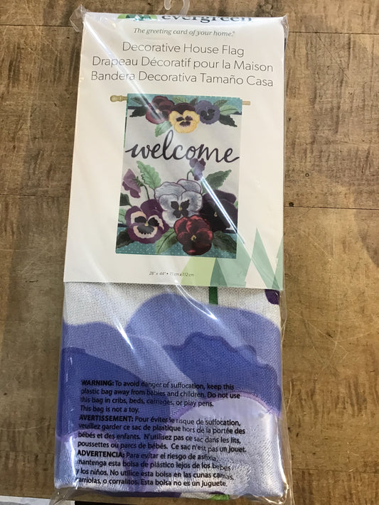 Pansy Garden Burlap Flag