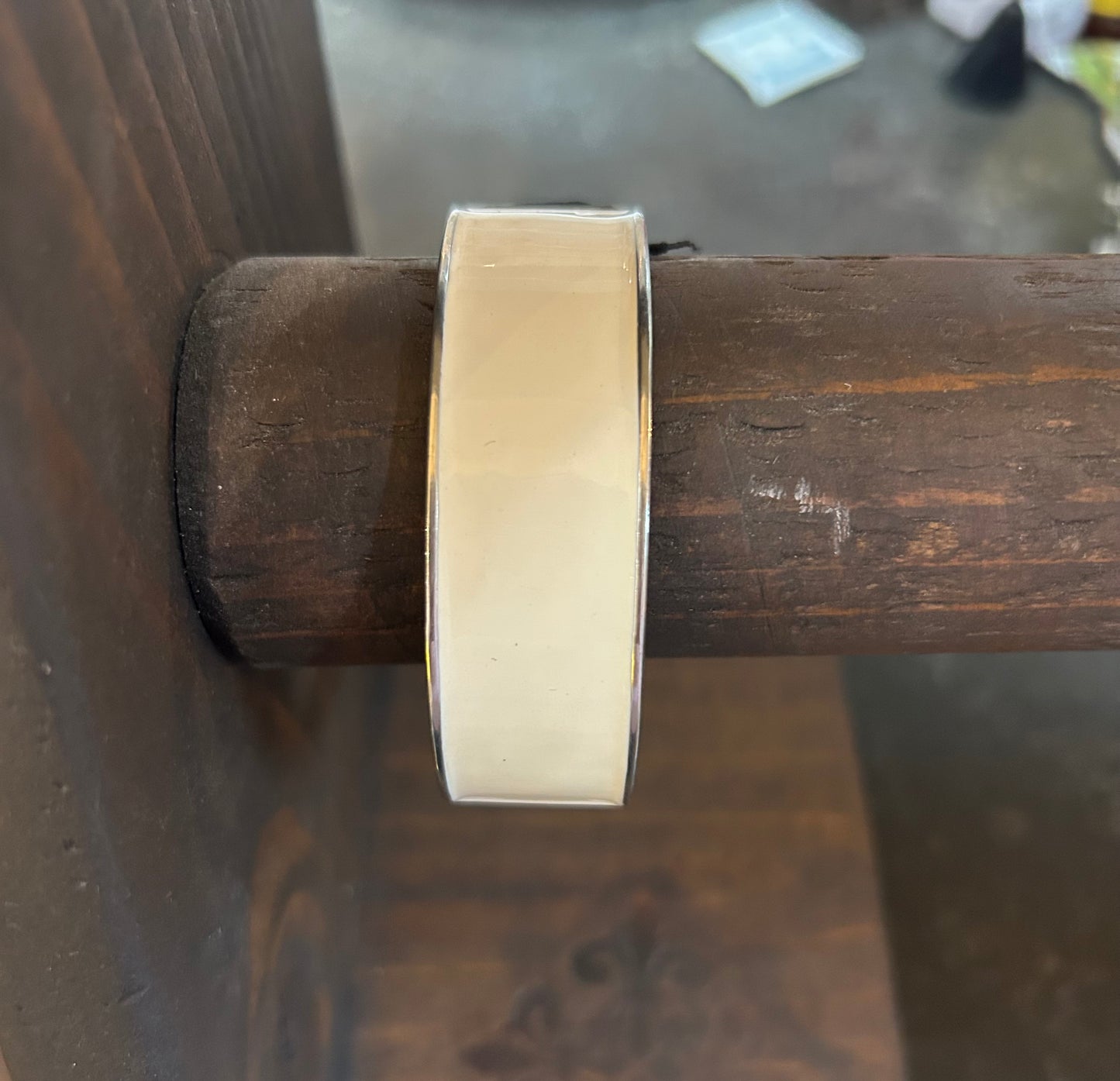 Silver and White Buckle Bracelet