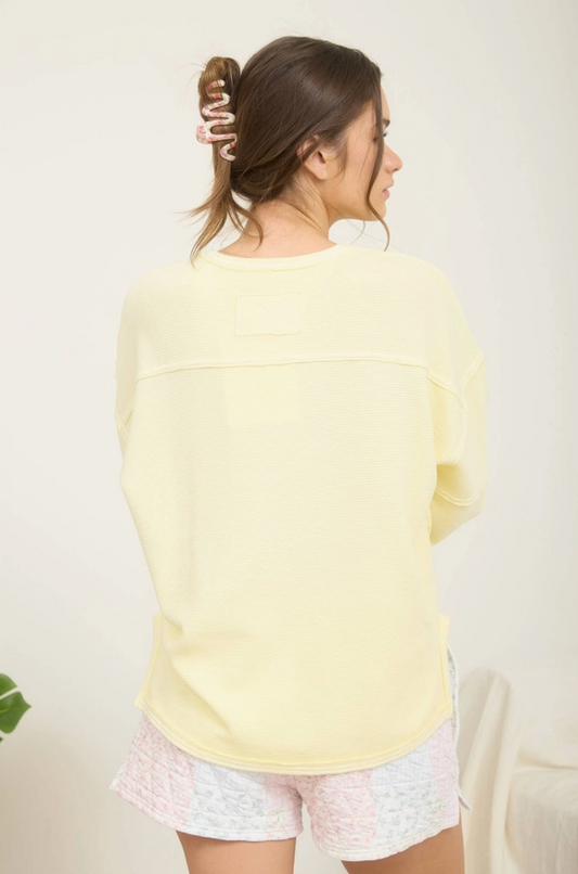 Kapi Exposed Seam Detail Long Sleeve Knit Top