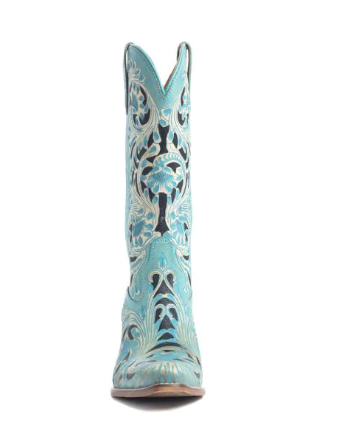 Kasiopeah Hand-tooled Boots in Turquoise