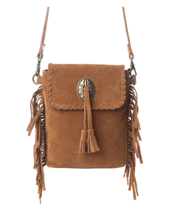 Myra Prairie Drift Fringed Leather Bag in Rodeo Bronze with Concho Accent - Rodeo Bronze with Concho Accent