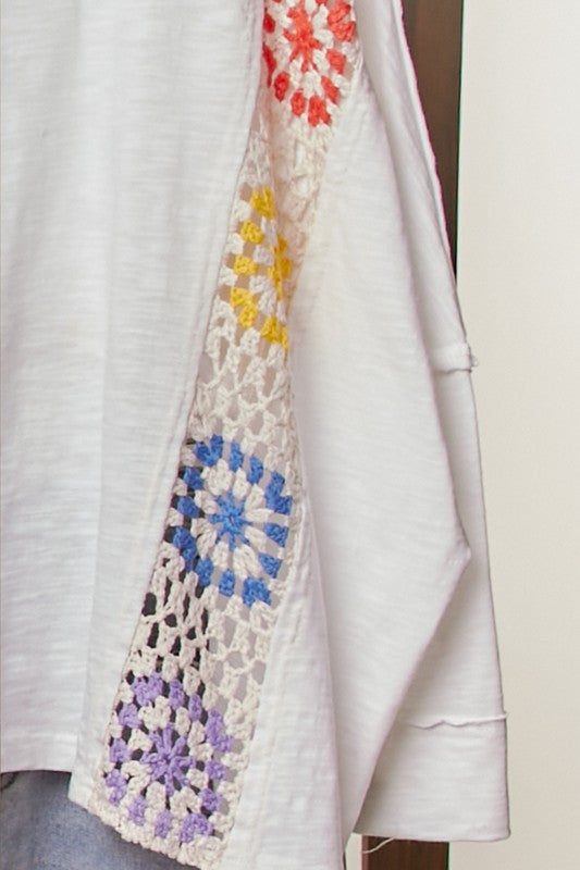 Mitzi Oversized Top with Crochet Panels
