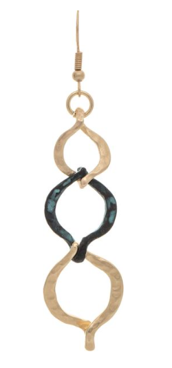 Patina Gold Triple Ellipse Links Earring