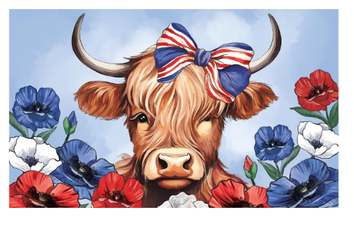Patriotic Highland Cow Estate Mat