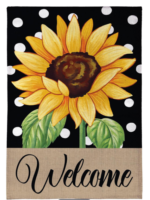 Polka Dot Sunflower Burlap House Flag