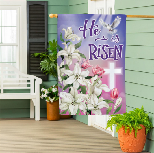 Risen Easter Dove Suede Flag