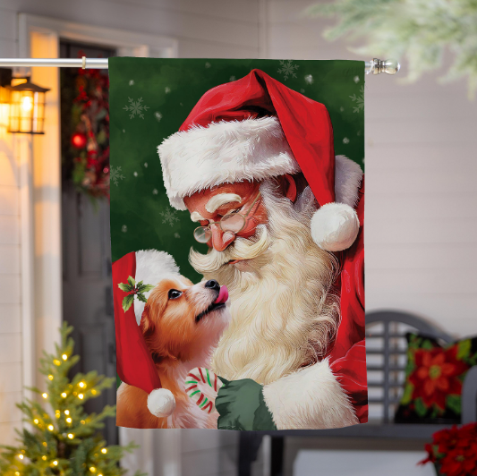 Santa & Olive Suede Flag