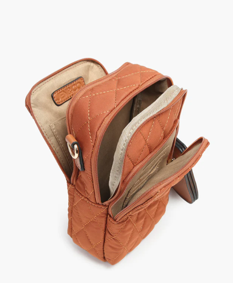 Parker Quilted Crossbody Purse Brown