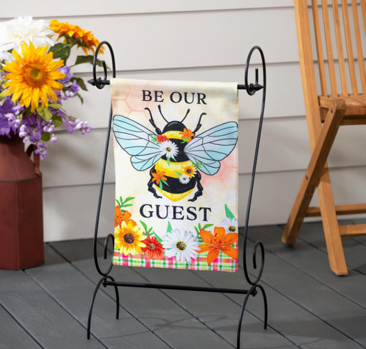 Bee Summer Burlap Flag