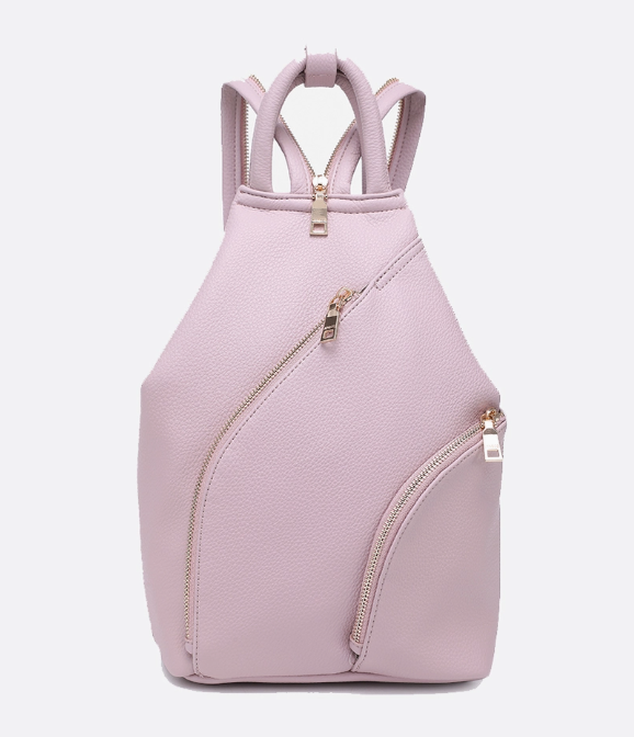 Maura Diagonal Zipper Backpack - Mauve