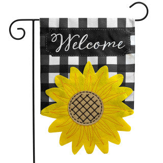 Sculpted Sunflower Burlap House Flag