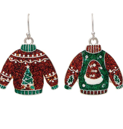 Silver Christmas Sweater Earring