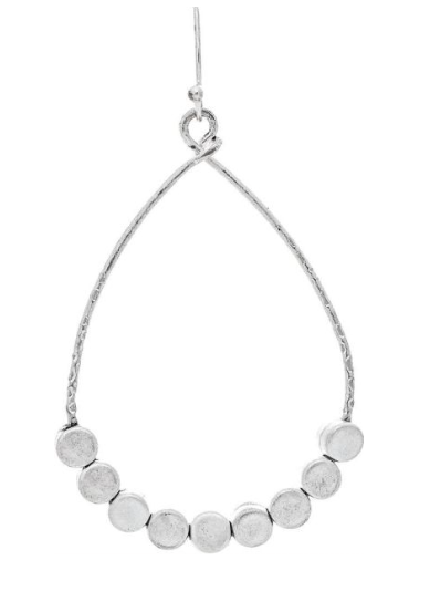 Silver Teardrop Disc Beads Earring