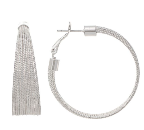 Silver Wide Wire Leaver back Hoop Earring