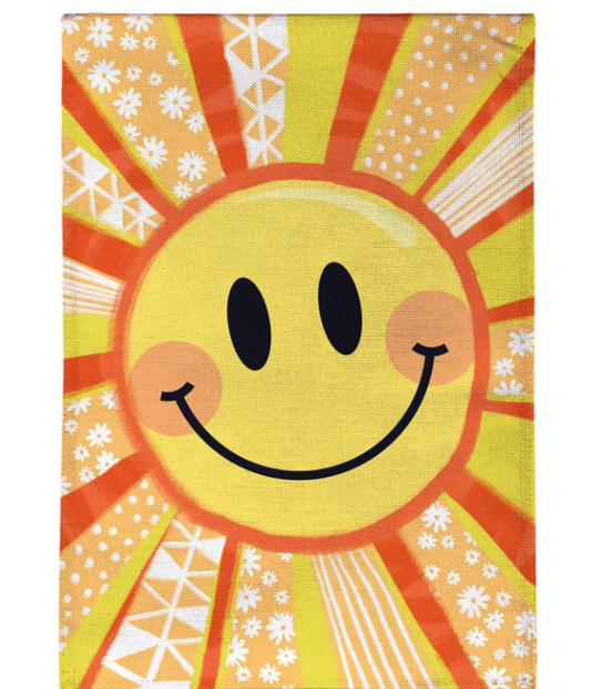 Sunny Smiles Burlap Garden Flag