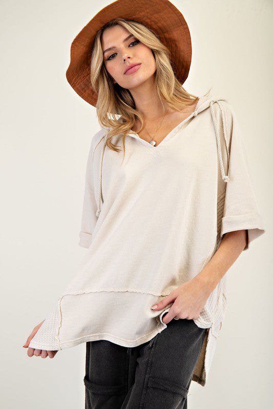 Thermal Mix Terry Knit Mineral Washed Hoodie