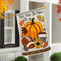 Tis' The Season Fall Applique House Flag