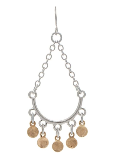 - Two Tone Chain Teardrop Disc Fringe Earring
