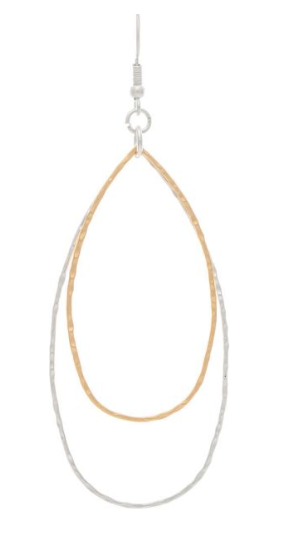 Two Tone Delicate Double Teardrop Earring