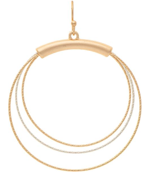 Two Tone Three Rings Earring