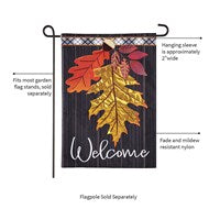 Welcome Autumn Leaves Applique Garden Flag