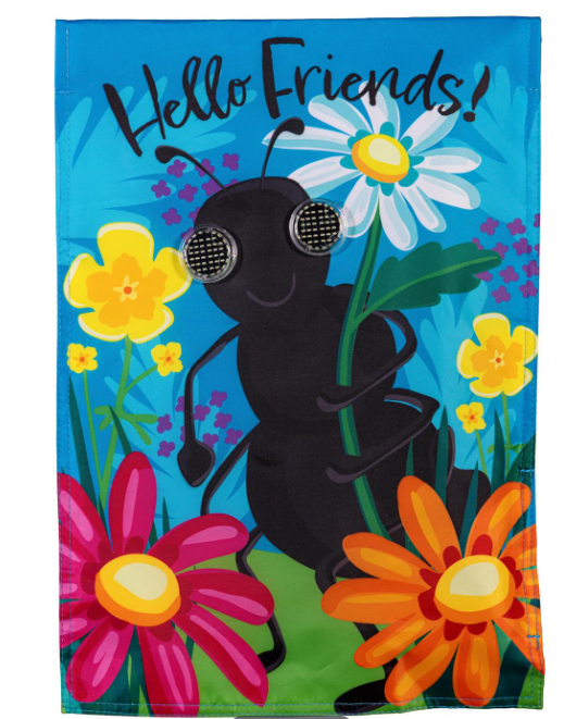 Winky Blinky Floral Ant Applique Lighted Garden Flag