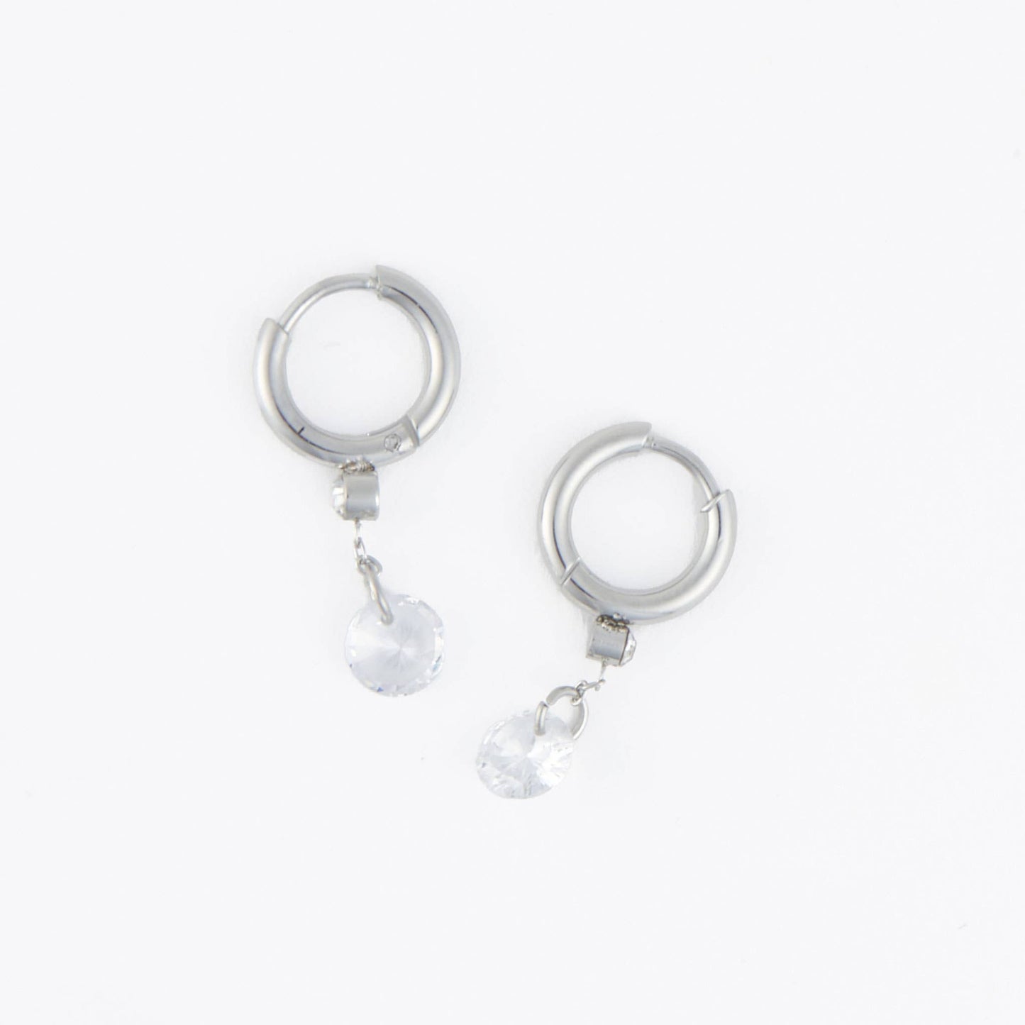 Howard's - Waterproof Earrings Dangle CZ Charm Huggie in Gold & Steel