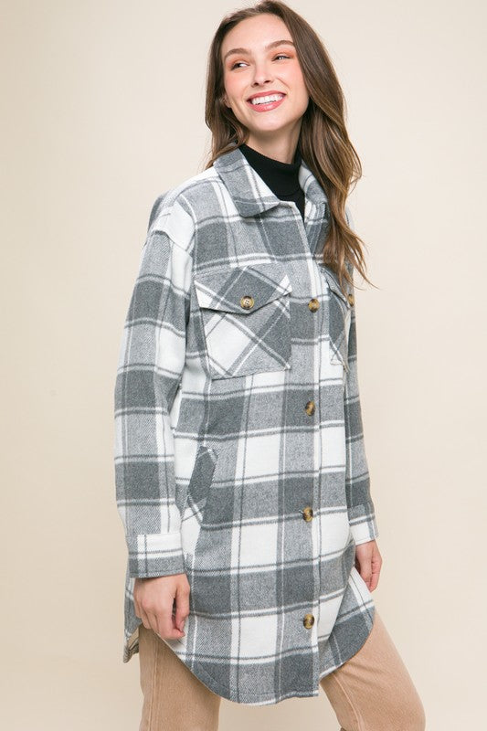 Amanda Oversized Plain Button Up Shacket