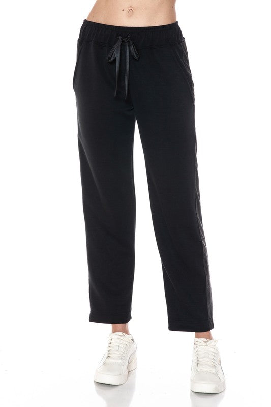 Ariella STRAIGHT LEG PANT W/ PLEATHER DETAIL IN SCUBA