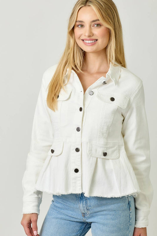 Alex Washed Denim Peplum Jacket