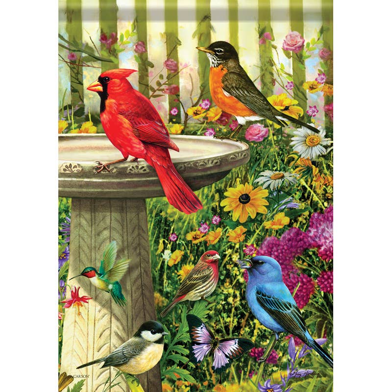 FlagTrends by Carson - "Songbird Birdbath" Dura Soft™ Garden Flag