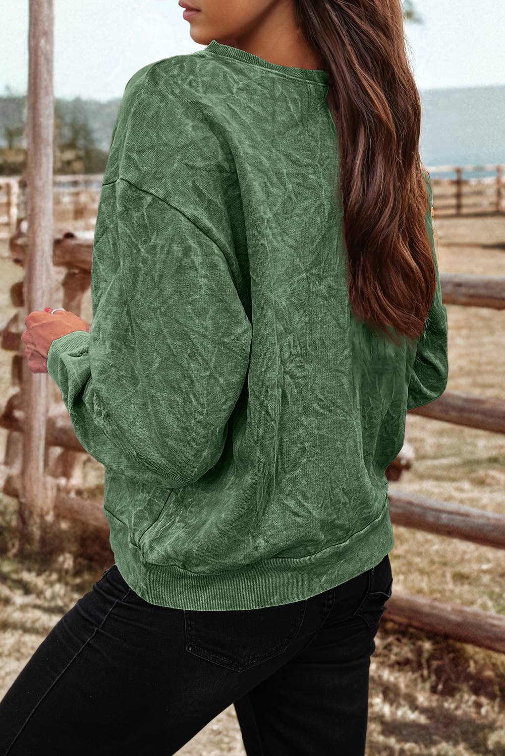 Saved By Grace Embroidery Mineral Wash Loose Sweatshirt