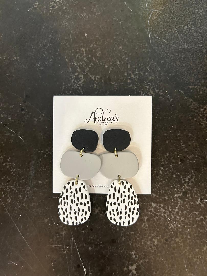 Black & Grey Spotted Earrings