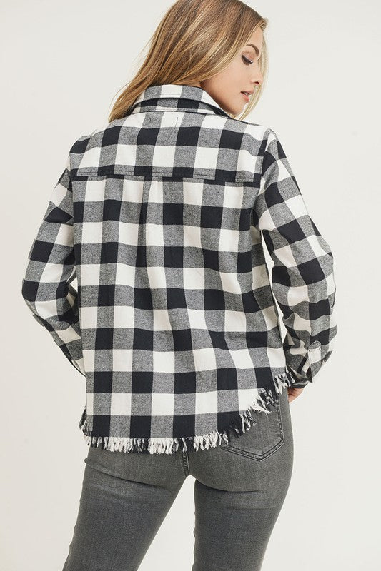 Just Checkin Black and White Flannel