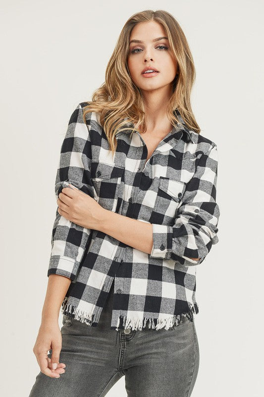 Just Checkin Black and White Flannel