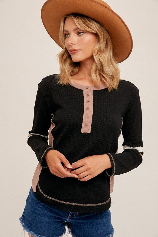 Color Block Henley Top