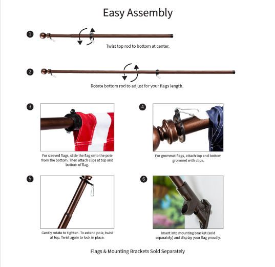 Metal Extendable House Flag Bronze !