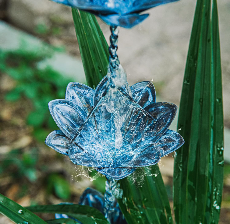 Bronze Patina Flower Rain Chain