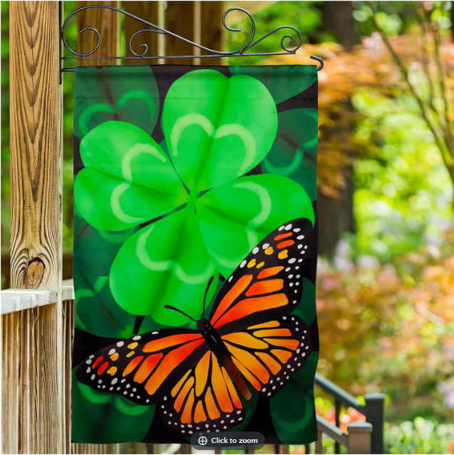 Butterfly Clover Suede Flag